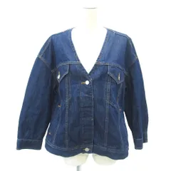 ナノユニバース nano universe デニムジャケット Gジャン ジージャン 36 S インディゴ ノーカラー ミドル丈 /YS11 ■GY61