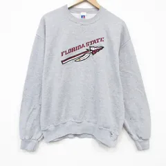 L/古着 ラッセル 長袖 スウェット メンズ 00年代 00s フロリダ 刺繍 クルーネック 薄グレー 霜降り【spe】 26mar18