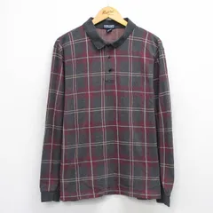 XL/古着 ランズエンド 長袖 ブランド ポロシャツ メンズ 00年代 00s コットン 濃グレー他 チェック 26mar18