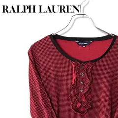 POLO RALPH LAUREN ポロラルフローレン チュニック ワンピース 160 ギンガムチェック レッド 赤 綿100% フリル 襟付き 長袖 キッズ ジュニア レディース Sサイズ相当 トップス カジュアル 上質素材 162TY