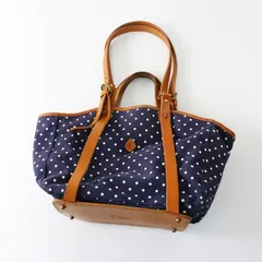 クレドラン CLEDRAN ドットキャンバスxレザーバッグ＼ネイビー トートバッグ ハンドバッグ 2way【2400014907582】のサムネイル
