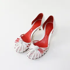 セルジオロッシ Sergio Rossi メッシュレザーパンプス 34.5＼ホワイト ヒール シューズ 21.5cm【2400014896329】