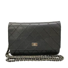 CHANEL(シャネル) 財布 マトラッセ/2.55 黒 チェーンウォレット/ヴィンテージシルバー金具 レザー