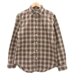 チャオパニック CIAOPANIC カジュアルシャツ 長袖 チェック柄 M 茶色 オフホワイト /HO39 ■GY66