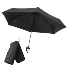 【新品】 BLOOPIC 日傘 折りたたみ傘 UVカット UPF50+ 遮熱 6本骨 遮光 遮熱 黒塗層 晴雨兼用 超軽量245g コンパクト15cm 扁型5つ折り 日焼け防止 耐風撥水 梅雨対策 携帯便利 収納ポーチ付き ビジネス/旅行 レディース/メン 0