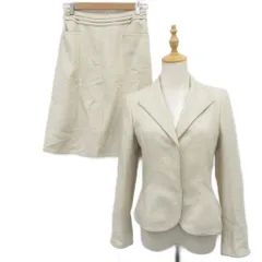 23区 オンワード樫山 フォーマルスーツ セットアップ 上下 オープンカラージャケット ミドル丈 シングルボタン 38 フレアスカート ミモレ丈 36 レース オフホワイト ツイード /MA16 ■ECC001