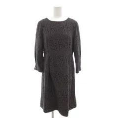 オフオン ofuon ワンピース 38 黒 ブラック 総柄 ラウンドネック 七分袖 /AX ■GY58