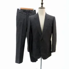 ランバン LANVIN スーツ セットアップ 上下 テーラードジャケット シングル ミドル丈 スラックスパンツ ロング丈 上H48-25下76 チャコールグレー /HO1 ■GY53