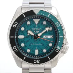 【美品・動作良好】腕時計 メンズ セイコー SEIKO 5スポーツ TIME SONAR SRPJ45K1 4R36-13N0 自動巻 青 デイデイト表示（スペイン語・英語）スケルトン 10気圧防水 海外モデル