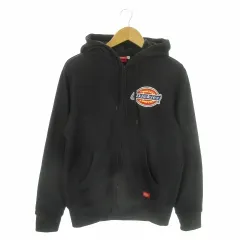 ディッキーズ Dickies ジップパーカー M 黒 ブラック フード付き 長袖 ロゴプリント ジップアップ /AO36 ■ECC002