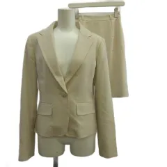 オフオン ofuon スーツ セットアップ テーラードジャケット スカート 36 アイボリー 無地 ノッチドラペル 長袖 ひざ丈 /PP ■ECD001