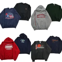 古着卸 まとめ売り オールドスウェット 8枚セット (メンズ XL ) フルーツオブザルーム ラッセル 袖プリント カレッジ風 中古 古着 ND8603