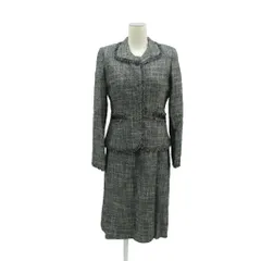 コムサイズム COMME CA ISM セレモニースーツ セットアップ ジャケット ミドル丈 ワンピース ひざ丈 半袖 M 黒 フリンジ加工 リボン /SY41 ■ECA001