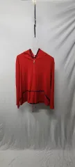 赤色 フード ジップアップ ニット 2XL