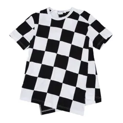 コムコム コムデギャルソンCOMME des GARCONS チェッカーフラッグ切替ツイストTシャツ 黒白Sのサムネイル