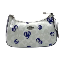 【未使用】COACH テリ ショルダー バッグ　ブルーベリープリント　シグネチャーキャンバス