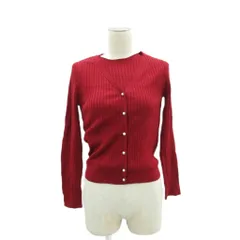 アプワイザーリッシェ Apuweiser-riche アンサンブルニット カーディガン ミドル丈 カットソー 五分袖 2 M 赤 /SY38 ■ECD001