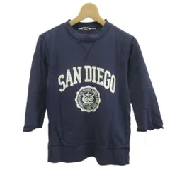 B&Y ユナイテッドアローズ BEAUTY&YOUTH ビューティー&ユース トレーナー スウェット 七分袖 クルーネック プリント S 紺 ネイビー /XZ ■ECE003