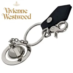 Vivienne Westwood ヴィヴィアン・ウエストウッド キーリング  シルバーｘブラック METAL 3D ORB SILVER 8203011QU-OM0014-N401 BLACK SAFFIANO