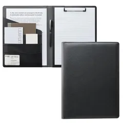 PU合成皮革 PUレザー 多機能 2つ折り ブラック クリップファイル クリップボード FL-506CP A4 バインダー 83-170 プラス