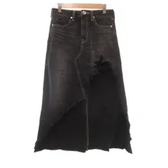 ジェイダ GYDA デニムスカート M 黒 ブラック ダメージ加工 ロング丈  マキシ アシンメトリーヘム /KR ■ECD001