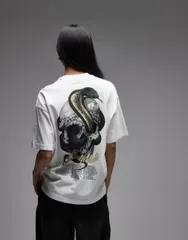 オールセインツ レディース トップス Tシャツ グラフィック AllSaints Etta snake skull graphic tee in chalk WHITE ホワイトのサムネイル