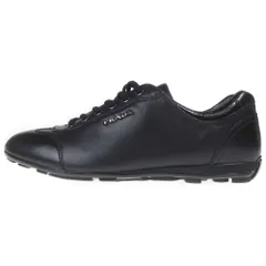 PRADA (プラダ) ロゴ レザー レースアップ ローカットシューズ ブラックのサムネイル