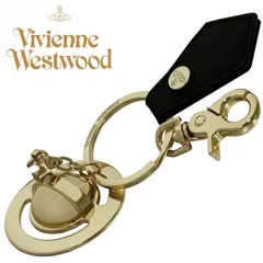 Vivienne Westwood ヴィヴィアン・ウエストウッド キーリング ライトゴールドｘブラック  METAL 3D ORB LIGHT GOLD 8203011PU-OM0014-N401 BLACK SAFFIANO