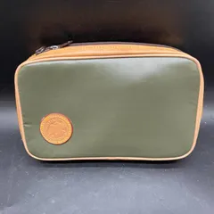 S414　ストラップ付 ハンティングワールド バッグ バチューサバス セカンドバッグ ポーチ財布パスポートケース　グリーン HUNTING WORLD バチュークロス 中古　メンズレディース