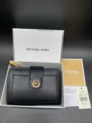 T401 未使用 MICHAEL KORS「MK CHARM タブ コンパクト ポケット ウォレット スモール ブラック黒 レディース 財布 二つ折り財布