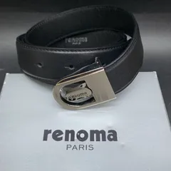 Q440 renoma（レノマ）ブランドロゴ メンズレザーベルト 全長109?程度 中古 ブラック黒のサムネイル