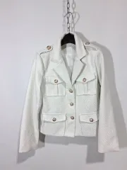 白ツイード ゴールドボタン ジャケット