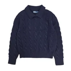 【値下げ】未使用品 定価4.9万 POLO RALPH LAUREN ポロ・ラルフローレン カシミヤ混 ケーブルニット ウールカシミヤ ポロ セーター ニット レディース XS ウール 中古