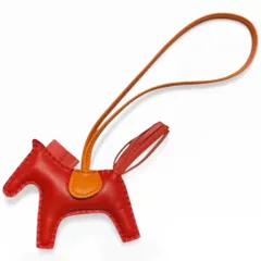 【未使用・保管品】エルメス HERMES ロデオ PM チャーム レザー アニューミロ ルージュ インディアン ローズ レッド 赤 オレンジ 箱付