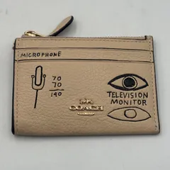 ■COACH × バスキア コラボ カードケース パスケース コインケース ベージュ レザー 限定品