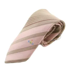 ヴィヴィアンウエストウッド Vivienne Westwood ネクタイ ナロータイ オーブ刺繍 ストライプ柄 シルク ピンク F057 /MI ■OS