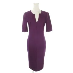 ダイアンフォンファステンバーグ DIANE von FURSTENBERG ワンピース ウール 2 紫 パープル Vネック 七分袖 無地 404-248930 /AO1 ■GY63