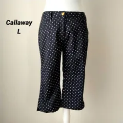 Callaway キャロウェイ　レディース　ドット柄　クロップド丈　パンツ　ブラック✕ホワイト　L