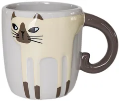 [保護猫支援] ハンドペイントキャットマグ 400ml 500ml 大きめハンドルで持ちやすい 冷めにくい 陶器 マグカップ コップ 電子レンジ対応 マグカップ 猫 コーヒーカップ スープカップ おしゃれ かわいい シャム グレー