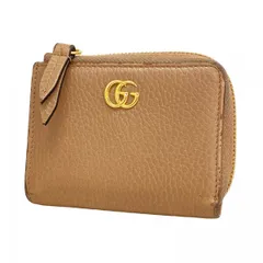 【6da0699】グッチ 財布 GGマーモント 644406 レザー ベージュ ゴールド金具【中古】レディース