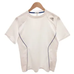 アディダス adidas Tシャツ M 白 ホワイト 無地 ラウンドネック 半袖 パイピング /SC ■ECF003