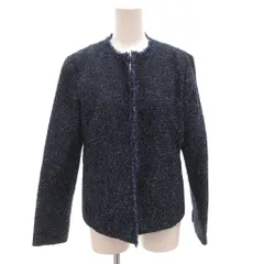 セオリーリュクス theory luxe ツイード ノーカラージャケット カットオフ 40 紺 ネイビー /FF ■GY62
