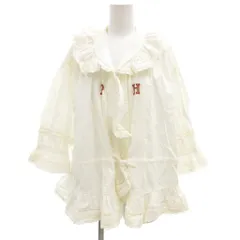 ピンクハウス PINK HOUSE オーバーブラウス ピコ刺しゅう フリル 白 ホワイト /UO ■GY61