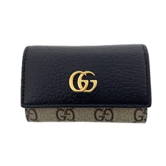 GUCCI グッチ GGマーモント バイカラー6連キーケース キーケース 456118 レディース スムースレザー ブラック 中古