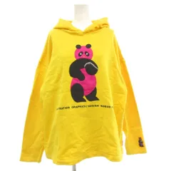 アイエヌエクスプレス I.N.EXPRESS パーカー スウェット トレーナー 6 黄 イエロー フード付き 長袖 パンダプリント /ML ■ECA001