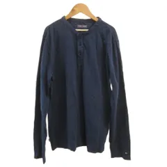 トミーヒルフィガー TOMMY HILFIGER ポロシャツ 長袖 ノーカラー L 紺 ネイビー /XZ ■ECB001