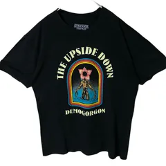 L ストレンジャーシングス 未知の世界 モンスター ビッグプリント ドラマ ブラック 黒 Tシャツ レディース ユニセックス メンズ 古着 半袖 CHM
