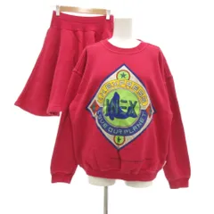 アイエヌエクスプレス I.N.EXPRESS スウェットセットアップ トレーナー 6 桃 ピンク ロゴプリント ミドル ハーフ丈 フレアスカート ミニ丈 /ML ■ECA001