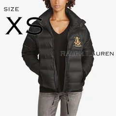 【極美品】Ralph Laurenラルフローレン エンブレム刺繍ダウンジャケット XS(JPN M) 黒ブラック【古着】【中古】【送料無料】