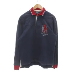 ポロ バイ ラルフローレン Polo by Ralph Lauren 90s ビッグポニー カスタムフィット ラガーシャツ ポロシャツ L 長袖 コットン 紺 ネイビー KK-PM-KS-1011 /NU ■ECD002